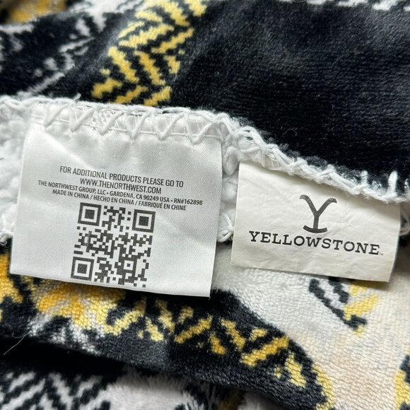 Yellowstone Dutton Ranch Plaid Throw Blanket Sherpa Fleece Backing Yellow Black - Picture 5 of 8